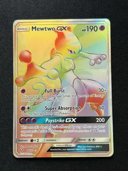 Pokemon Mewtwo GX TCG Rainbow Rare Card 76/73 Shining Legends - Image 1