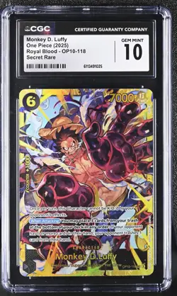 2025 One Piece Monkey.D.Luffy (118) OP10-118 Royal Blood Foil CGC 10 - Image 1