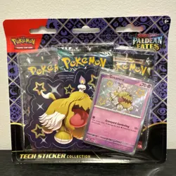 Pokemon TCG Paldean Fates Greavard 3-Pack Tech Sticker Collection - Image 1