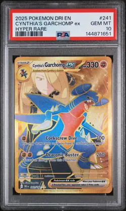 2025 POKEMON DRI EN-DESTINED RIVALS HYPER RARE #241 CYNTHIA'S GARCHOMP EX PSA 10 - Image 1