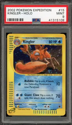 Pokemon Kingler Expedition Holo Rare #15 PSA 9 Mint - Image 1