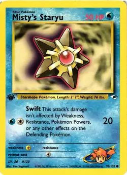 Pokemon TCG Misty's Staryu 90/132 Regular 1st Edition Common Gym Heroes LP - Image 1