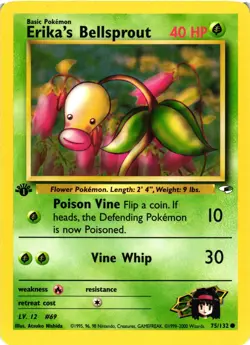 Pokemon TCG Erika's Bellsprout Gym Heroes 75/132 Regular 1st Edition Common NM - Image 1