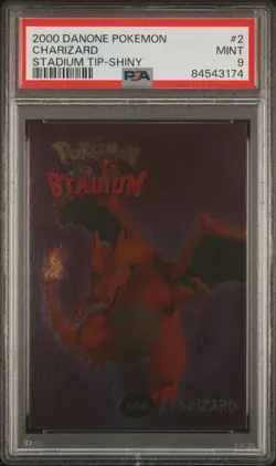 2000 DANONE POKEMON STADIUM TIP SHINY #2 CHARIZARD PSA 9 - Image 1