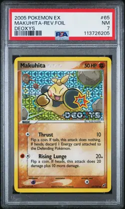 2005 Pokemon Ex Deoxys #65 Makuhita Reverse Foil Holo PSA 7 NM - Image 1