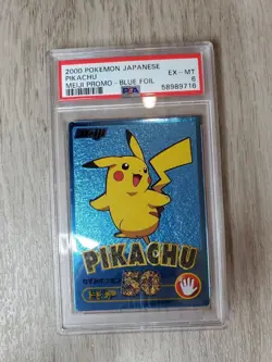 2000 Pokemon Japanese Meiji Promo Blue Foil Holo Pikachu PSA 6 EX-MT - Image 2