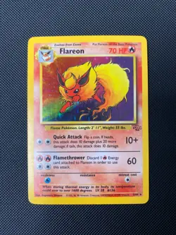 Flareon 3/64 - Pokemon TCG Jungle 1999 Unlimited Holo Rare - HEAVILY PLAYED - Image 4