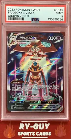 2023 POKEMON SWSH CROWN ZENITH FULL ART DEOXYS VMAX #GG45 PSA 9 - Image 1