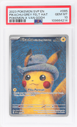 2023 Pokemon SV Black Star Promo Pikachu With Grey Felt Hat X Van Gogh PSA 10 - Image 1