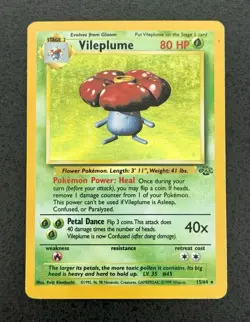 Vileplume 15/64 Holo Jungle - Pokemon Card - WOTC - MP/HP - Image 1
