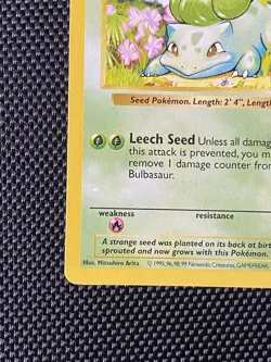 Bulbasaur 44/102 Shadowless 🔥 1999 Base Pokemon Card - Image 5
