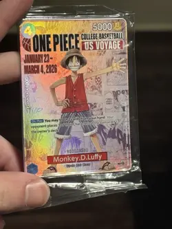 Bandai One Piece CCG Monkey D. Luffy US Voyage Promo Full Art Foil Card P-055 - Image 1