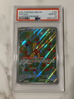 Shuckle #136 Illustration Rare 2025 Pokemon Mega Evolution PSA 10 GEM MINT - Image 1