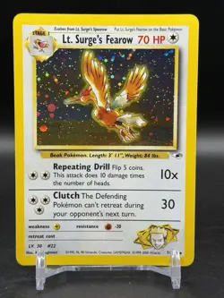 Lt. Surge's Fearow Holo Rare 7/132 Gym Heroes Pokemon English WOTC NM- - Image 1