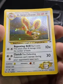 Lt. Surge's Fearow Holo Rare 7/132 Gym Heroes Pokemon English WOTC NM- - Image 3