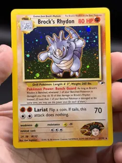 Brock’s Rhydon 2/132 Gym Heroes Holo Rare Pokemon English WOTC NM - Image 3