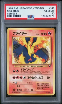 1998 POKEMON JAPANESE VENDING SERIES II #146 MOLTRES PSA 10 - Image 1