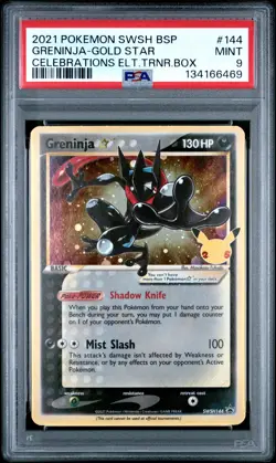 2021 POKEMON SWSH BLACK STAR PROMO #144 GRENINJA-GOLD STAR PSA 9 - Image 1