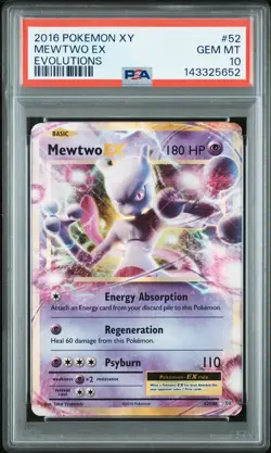 2016 POKEMON XY EVOLUTIONS #52 MEWTWO EX PSA 10 - Image 1