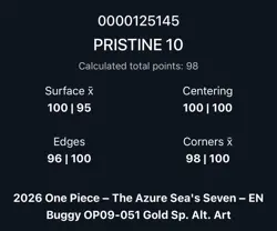 One Piece TCG Buggy Pristine 10. OP09-051 Gold SP OP14 English - Image 2