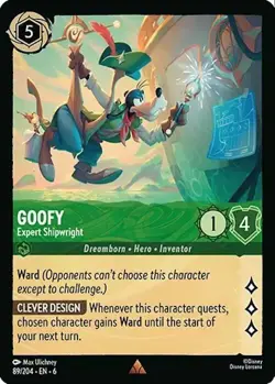 Disney Lorcana TCG - Azurite Sea - Goofy - Expert Shipwright - 89/204 FOIL - Image 1