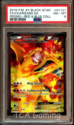 PSA 8 NM-MT Charizard EX XY121 Black Star Promo FULL ART HOLO PROMO Pokemon Card - Image 1