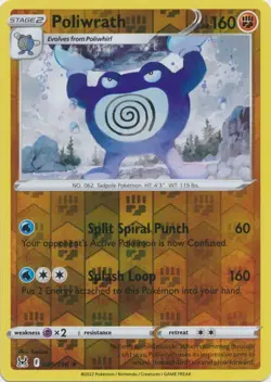 Reverse Holo Poliwrath 085/196 Lost Origin Rare Pokemon TCG - Image 1