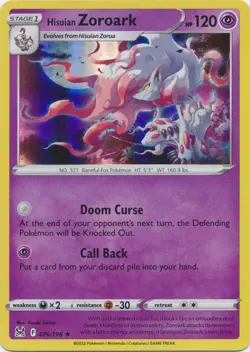 Holo Hisuian Zoroark 076/196 Holo Rare Lost Origin Pokemon TCG - Image 1