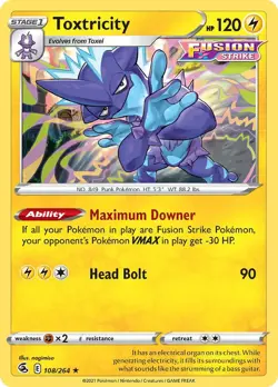 Holo Toxtricity 108/264 Fusion Strike Pokemon TCG - Image 1