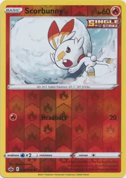 Reverse Holo Scorbunny 026/198 Chilling Reign Common Pokemon TCG - Image 1