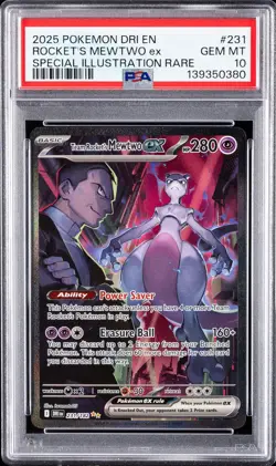 2025 POKEMON DRI EN-DESTINED RIVALS #231 TEAM ROCKET'S MEWTWO EX PSA 10 - Image 1