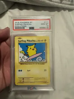 2016 POKEMON XY EVOLUTIONS #111 SURFING PIKACHU PSA 10 - Image 1