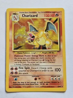Pokemon TCG Charizard Base Set Holo Unlimited Rare Card 4/102 - Image 1