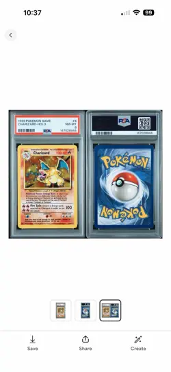 Pokemon Charizard Base Set Holo Rare 004/102 PSA 8 1999 TCG Card - Image 1