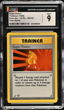 Lot of 2 Pokemon Cards Kakuna & Super Potion 1st Edition Pokemon Base Set CGC - Image 1