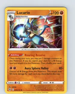 Pokemon TCG Lucario SWSH Brilliant Stars 079/172 Holo Rare Card NM - Image 1