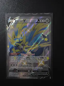 Pokemon TCG Zacian v Shiny Black Star Promo SWSH292 Holo Card NM Condition - Image 1