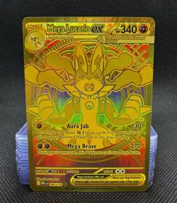 NM Mega Lucario ex 188/132 Mega Evolution Hyper Rare Gold Holo Pokemon Card - Image 1