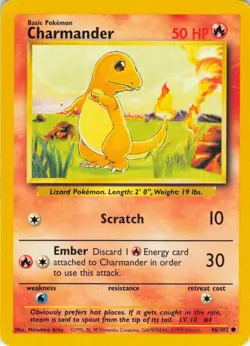 Charmander - 46/102 Base Set - WOTC Unlimited - Pokemon TCG - 1999 - Image 1