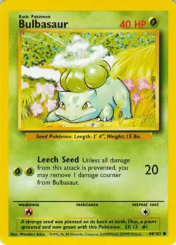 Bulbasaur - 44/102 Base Set - WOTC Unlimited - Pokemon TCG - Image 1