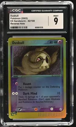 CGC 9 MINT Duskull 2003 EX Sandstorm 62/100 Reverse Holo Pokemon Card - Image 1
