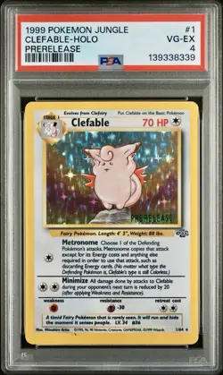 1999 Pokemon Jungle CLEFABLE HOLO RARE PRERELEASE STAMP SP #1/64 PSA 4 POP 70 - Image 2