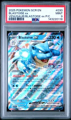 Blastoise ex 030 Pokemon Stellar Crown Stamped PSA 9 MINT Card - Image 1