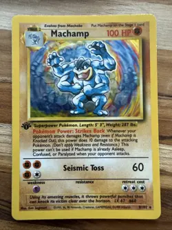 Pokemon TCG Machamp Holo Rare 1st Edition Base Set - Image 1