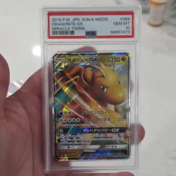 Pokemon Dragonite GX 069/094 Sm11 Miracle Twin Japanese Holo GX Full Art PSA 10 - Image 1
