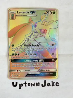 Pokemon Sun and Moon Lurantis GX Secret Rare Rainbow Holo Full Art - Image 1
