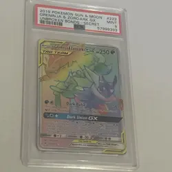 Pokemon Greninja & Zoroark GX 222/214 Unbroken Bonds PSA 9 - Image 1