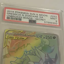 Pokemon Greninja & Zoroark GX 222/214 Unbroken Bonds PSA 9 - Image 2