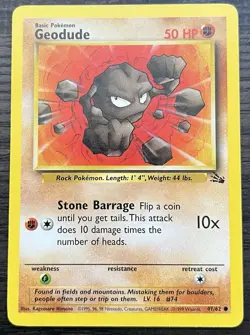 Geodude 47/62 Base Set Fossil Pokemon TCG WOTC Lightly Played Common LP - Image 1