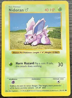 Shadowless Nidoran M 055/102 Pokemon TCG WOTC Base Set MINT - Image 1